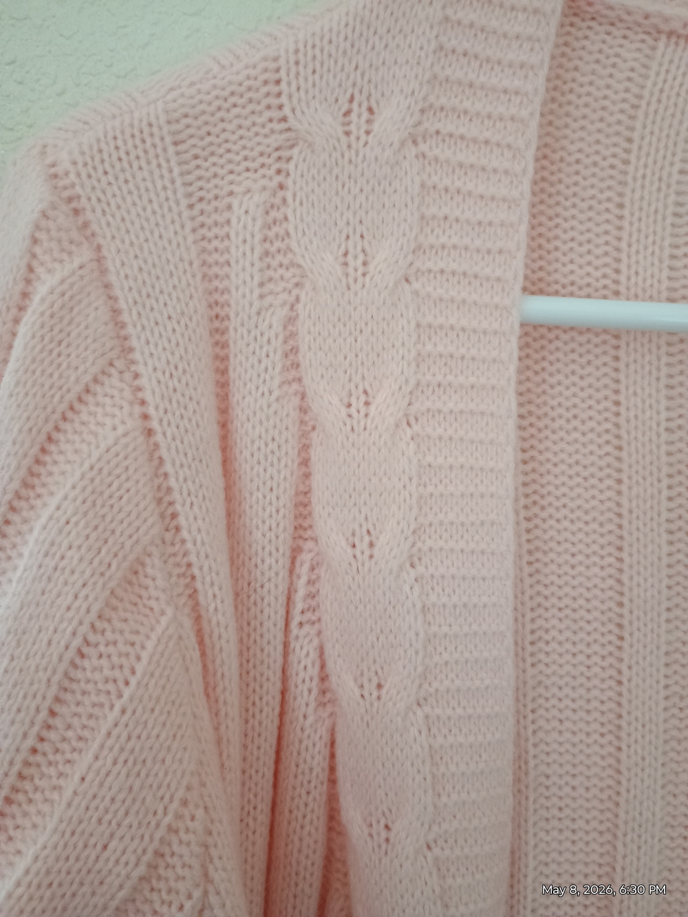 SHEIN Light Pink Cable-Knit Open Cardigan - Picture 2 of 4